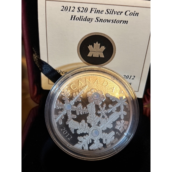 2012 $20 Holiday Snowstorm - Pure Silver Coin