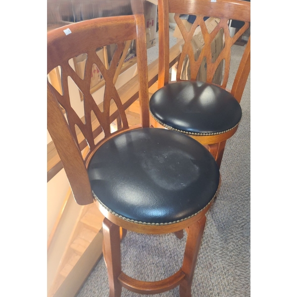 Set of Four Wooden Bar Stools (2 Pictured) 17 W, 18 D, 43 T 		