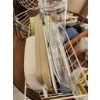 Image 5 : Metal Double Fruit Basket, Wooden Knife Block, and Kitchen Tools