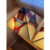 Image 2 : Twin Tiffany Inspired Table Lamps - Stained Glass w/ Wraught Iron Base - Pull Chord 17T