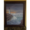 Image 1 : Framed Lighthouse Painting By: Wayne Bartlett - 20x24