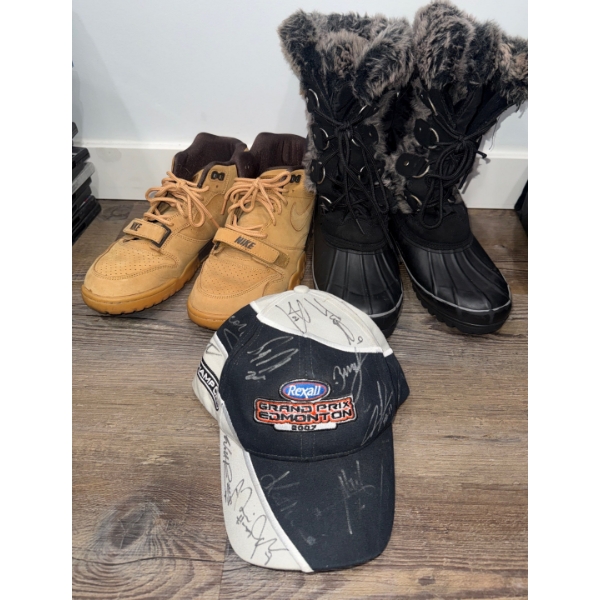 Rexal Grand Prix Edm Signed Souvenir Cap w/ Nike Air Trainers Mens Size 10.5