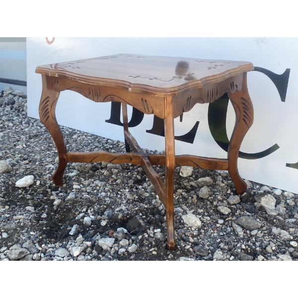 Wooden Side Table with Carved Details