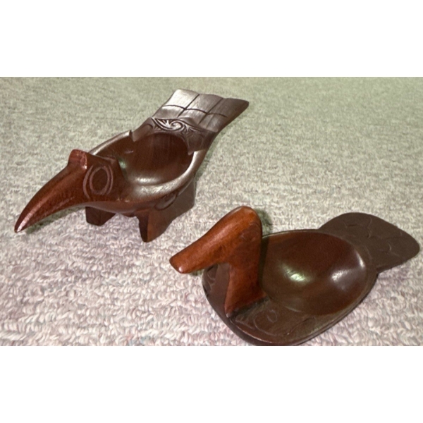 Pair of Ironwood Bird Tribal Hand Carved Trays (Longest 12L) 