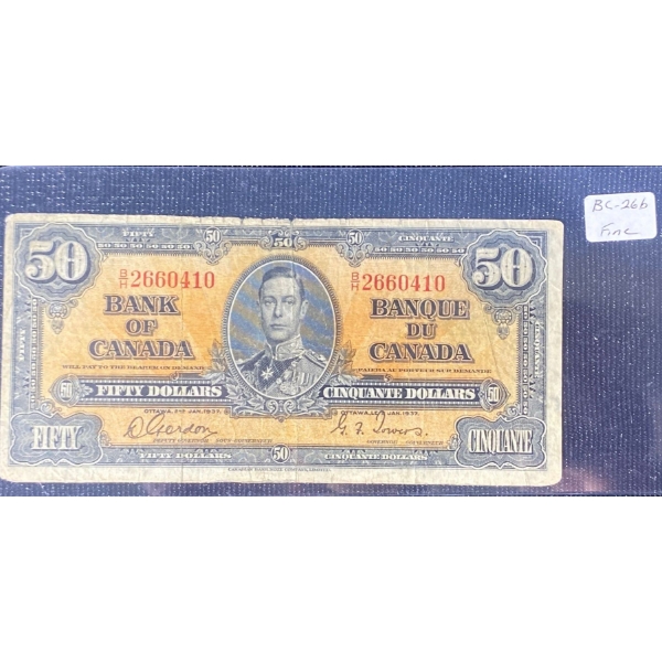 1937 Canadian Fine 50 Dollar Bill