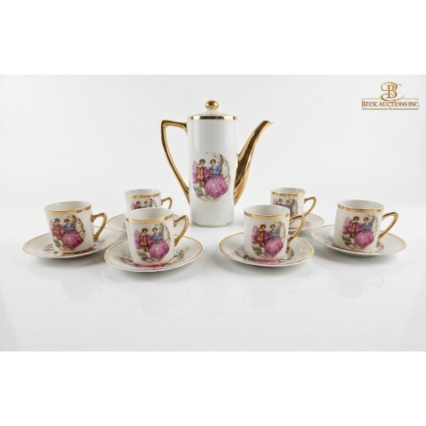  Vintage Victorian Couple Children's Tea Set, Giftcraft Japan In The 1970s. 