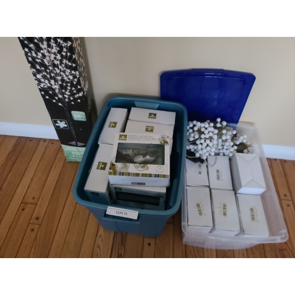 3 LED Indoor/Outdoor Tree, 24 Led Tealight Holder Centre Pieces, 17 LED String Lights, Orchid Decor