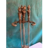 Image 3 : Vintage Cast Iron Fireplace tool collection with cast iron pot 