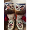 Image 4 :  vintage handmade deer moccasins very intricate beating amazing condition, museum quality 13” height