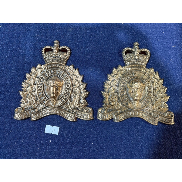 Pair of Large Brass RCMP Crests