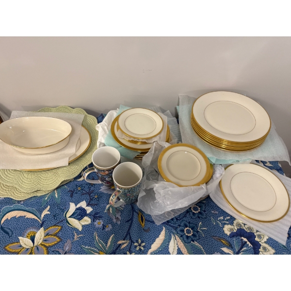 White and Gold Trim Lenox Eternal Dish Set