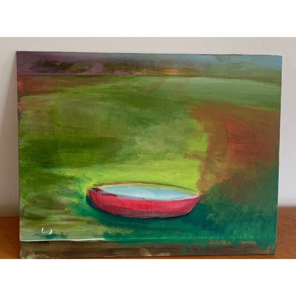 Lauri Ansell Water Bowl Oil On Board  7 x 13