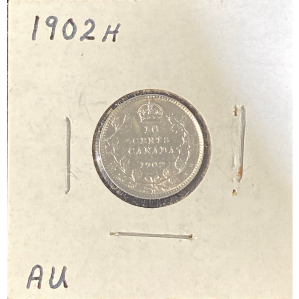 1902 AU Canadian Dime 92.5% Silver