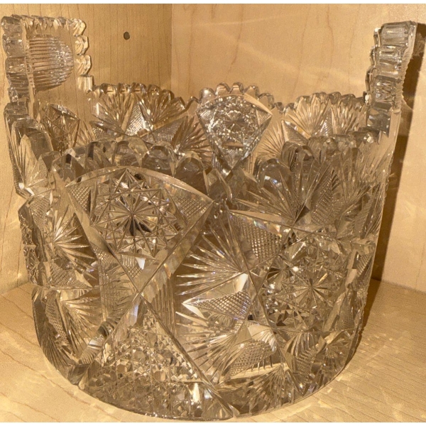 Striking American Brilliant Palermo Cut Glass Ice Bucket 8"Diameter 
