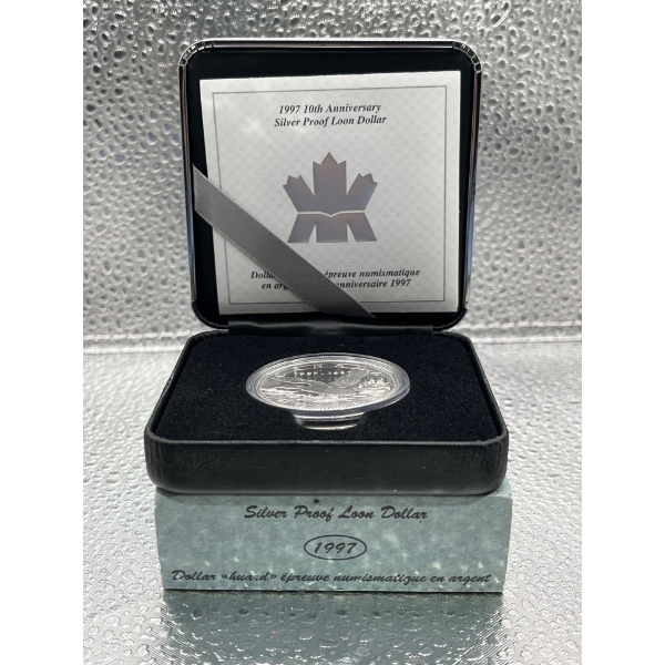 1997 Canadian 10th Anniversary Loon  Silver Dollar 25.175g  92.5% Silver		