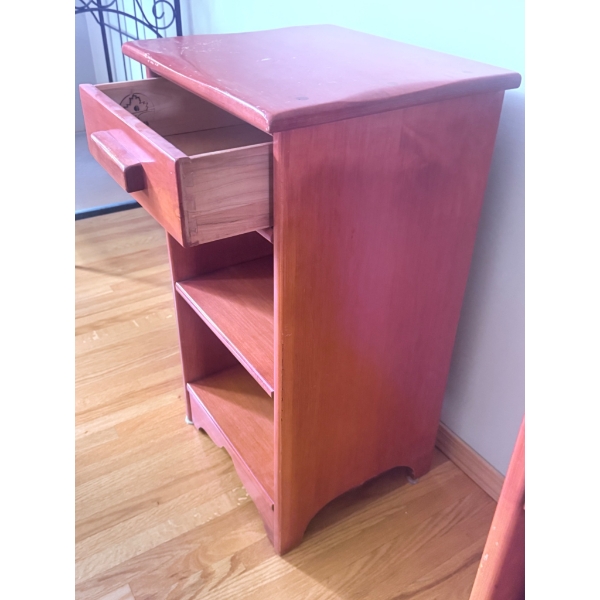 Vilas Maple Wooden Nightstands with Single Drawer and Shelving