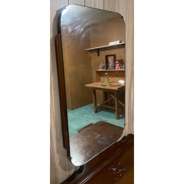 Antique Vanity / Desk w/ 5 Drawers & 1 Stand Up Mirror 42x16x71
