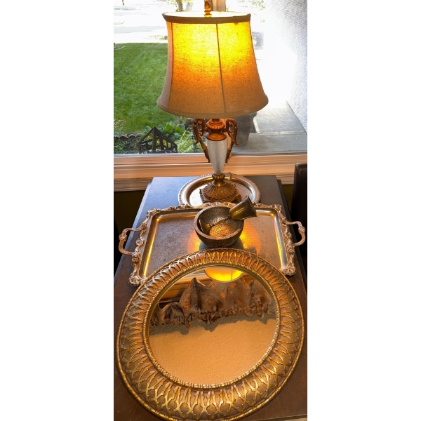 Decorative Table Lamp 14T w/ Silver Plated Serving Ware 24T