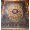 Image 1 : Gorgeous Authentic Silk Persian Rug (Purple Coral Blk & Blue Hues ) 9ftx12ft