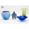 Image 2 : Dark Blue Art Glass Bowl, Teleflora Speckled Art Glass Vase, Hand-Blown Glass Vase ,Decorative Plate