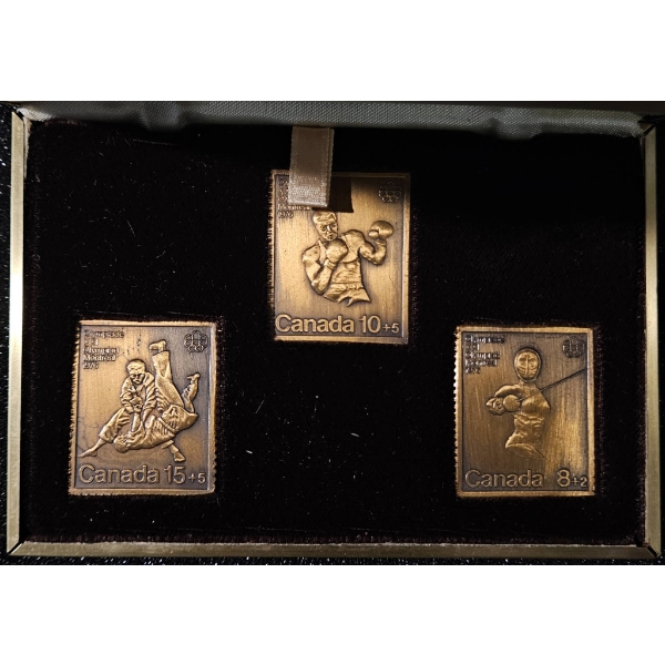 1976 Montreal Olympics Commemorative Bronze Postage Stamps (Set of Three) #2