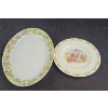 Image 1 : Plate w/ Floral Design 12 X 8.5 and Bunnykins Collector Plate w/ Mailbox Scene 8" Diameter 