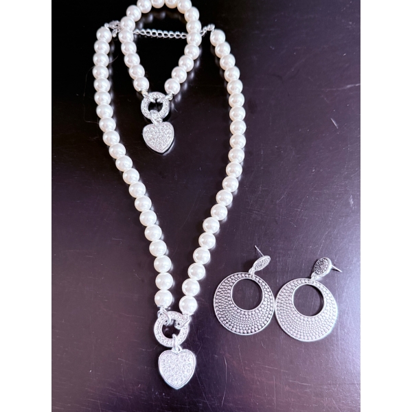 Costume Jewelry Collection Featuring Necklaces, Bracelets, and Earrings