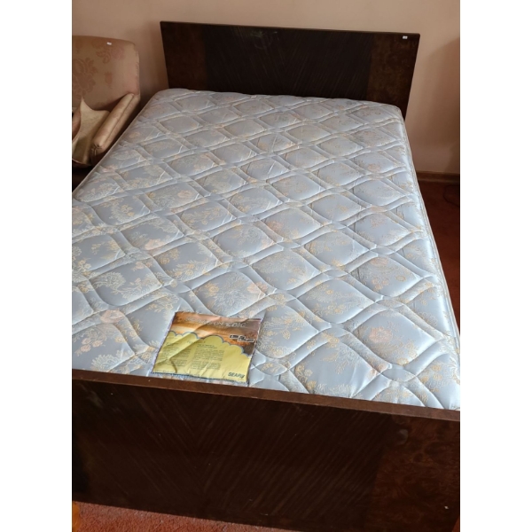 Dark Brown Metal  Double Headboard with Bed Rails 78 L, 52 W, 36 T (Includes Mattress and Boxspring)