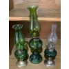 Image 1 : Antique Oil Lamp Trio 17T Green
