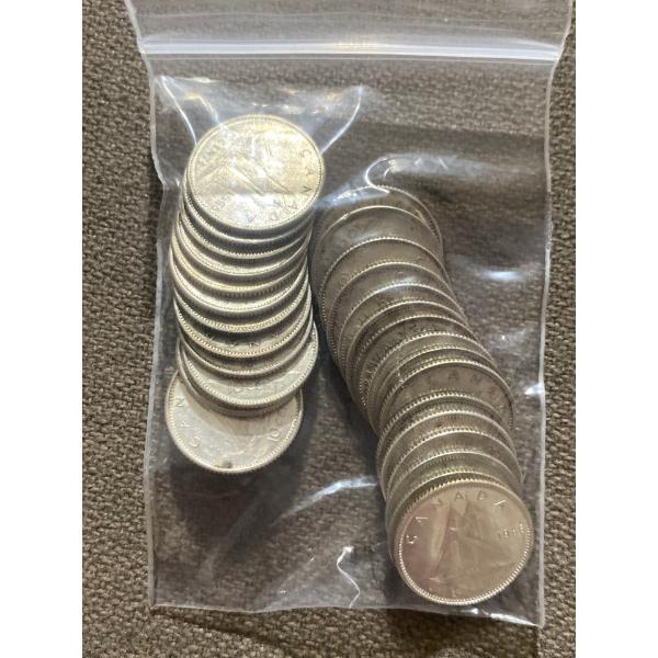 28 Canadian 10-Cent Pieces 80% Silver 2.33 Grams