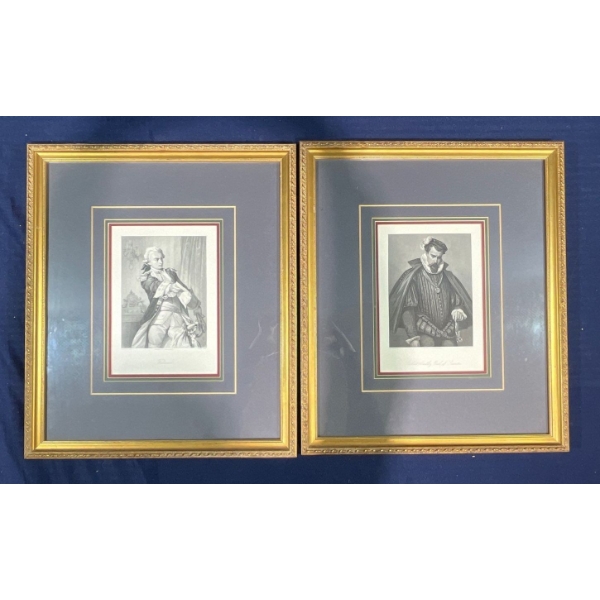 Unsigned Sketched Prints, Ferdinand and Robert Dudley, Earl of Leicester 5Wx7H