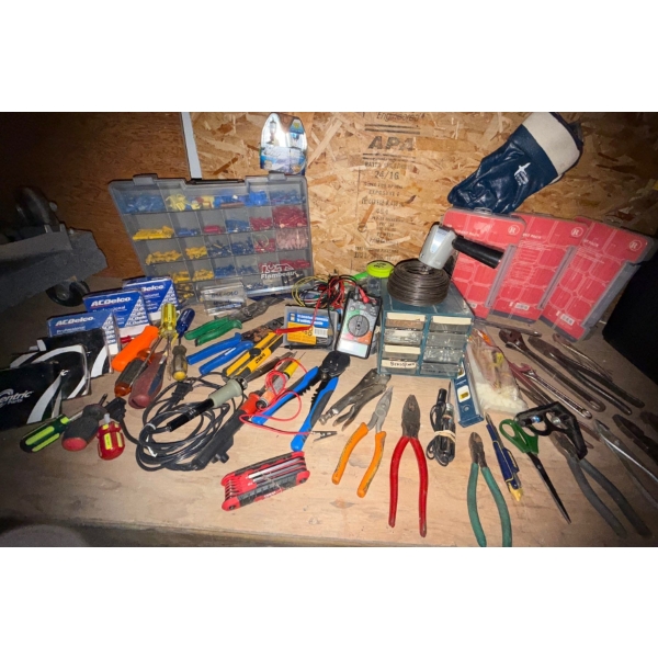Collection Of Tools- Screwdrivers, Pliers, Wire Connectors- Electrician's Tool Kit-Tool Dump