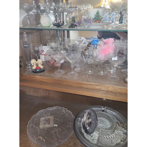 Assorted Tableware Including: Sectioned Appetizer Dish 15" Diameter, Glasses, Trinkets and More!