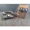 Image 1 : Vintage Direct Line Desk Phone and Wooden Wall Hand Crank Phone (No Mouthpiece)