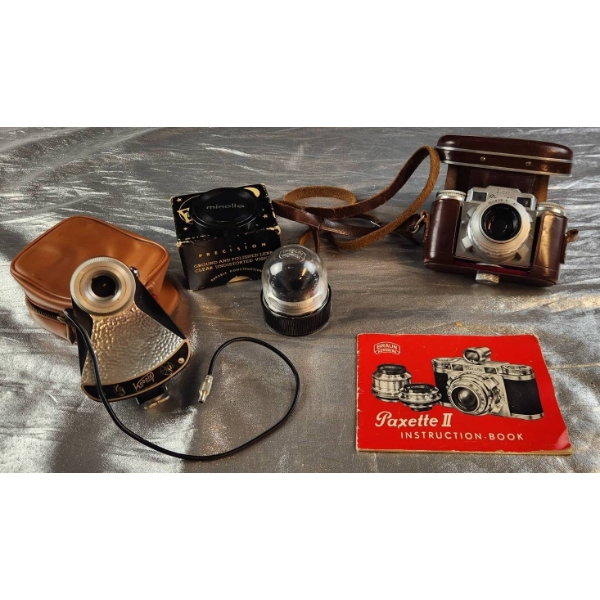 Paxette Vintage Camera Set with Lens, Flash, and Accessories