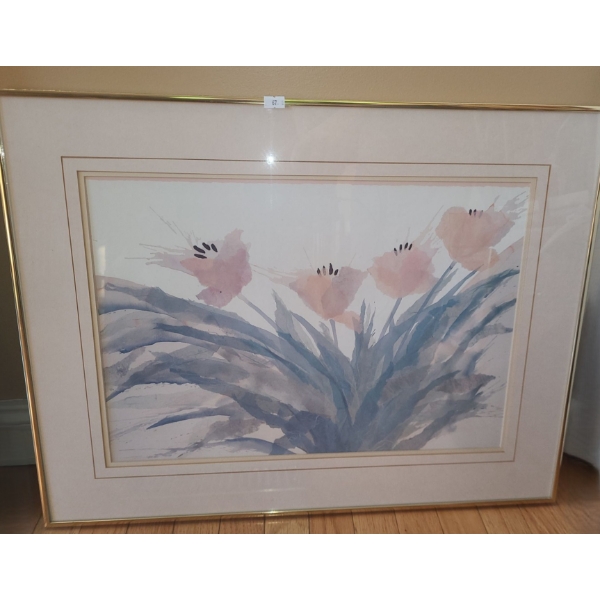 Print of Flowers 26.5 X 20.5, Framed Under Glass