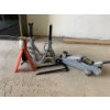 Image 1 : Floor Jack lot, includes three free standing jacks, one floor Jack
