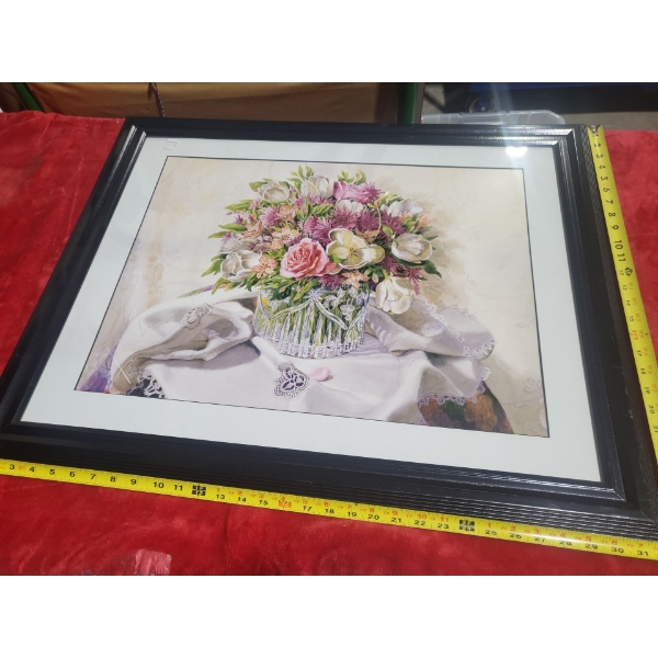 Rose & Tulips in a Basket Basket Print (17.5" x 23.5" Before Frame)