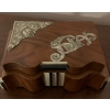 Image 5 : Walnut/Brass Jewellery Box w/ Collection of Costume Jewellery