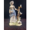 Image 1 : Tengra Porcelain Figurine Lady with Doves and Flowers 10.5"