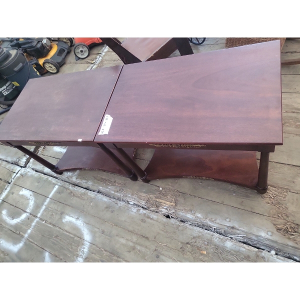 Double Pillar Mahogany Table Set (5 Chairs & 2 Leaflets Included) (Measurements in Description)