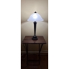 Image 1 : Small Wooden Folding Table w/ Lovely Lamp - Table is 19W, 26T 