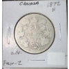 Image 1 : 1872 Canadian 50 Cent Coin 92.5% Silver 11.62 Grams
