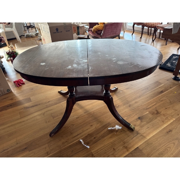 Brass Footed Pedestal Dining Table 53x37x30