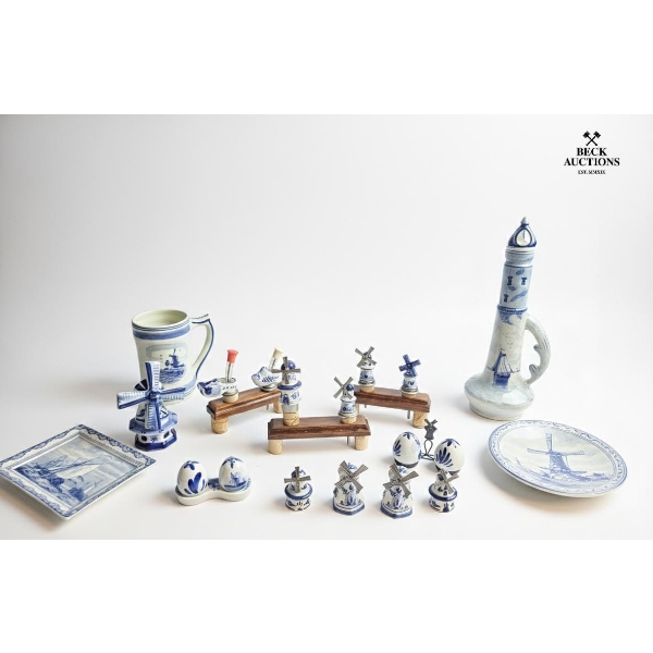 Collection Of Various Delft Blue Ceramic Pieces