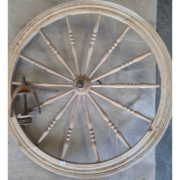 Antique Spinning Wheel 30" Diameter and Bobbin 