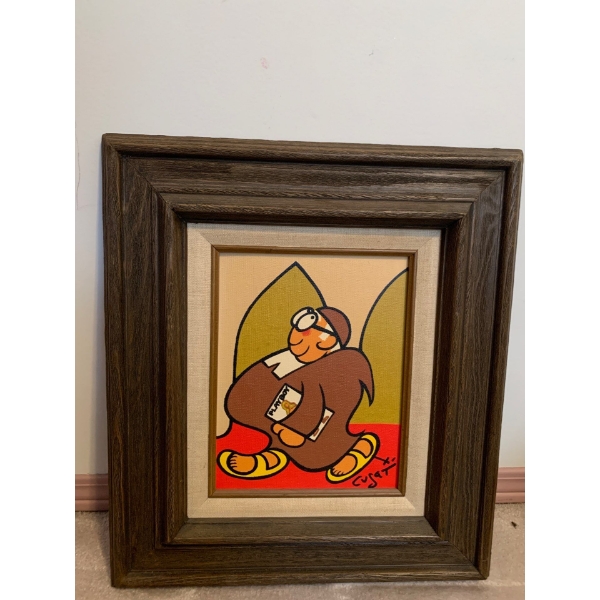 Cugat 'Monkey Buisness' Oil on Board Monk Art 16x18