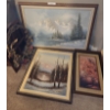 Image 1 : Assorted Paintings & Wall Decor.  Mountain Painting 41 w 29 h