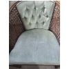 Image 2 : Pair of Chairs w/ Green Tufted Back Velvet and Rattan Detail 25 W, 22 D, 29 T