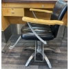 Image 2 : Orbit Hydraulic Salon Styling Chair 4 - Genuine Leather w/ Brushed Nickel - 22x24x37